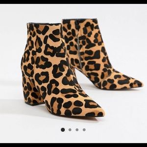 ASOS DESIGN Radiant leather ankle boots in leopard